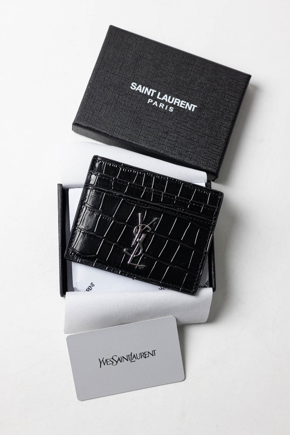 Saint Laurent - Cardholder Black/Silver Croco