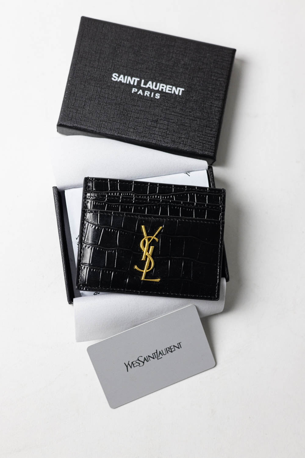 Saint Laurent - Cardholder Black/Gold Croco