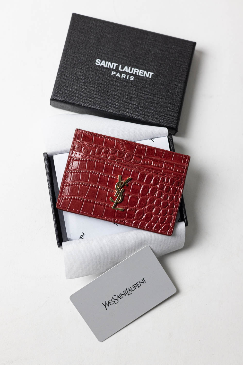 Saint Laurent - Cardholder Red Croco Nikki