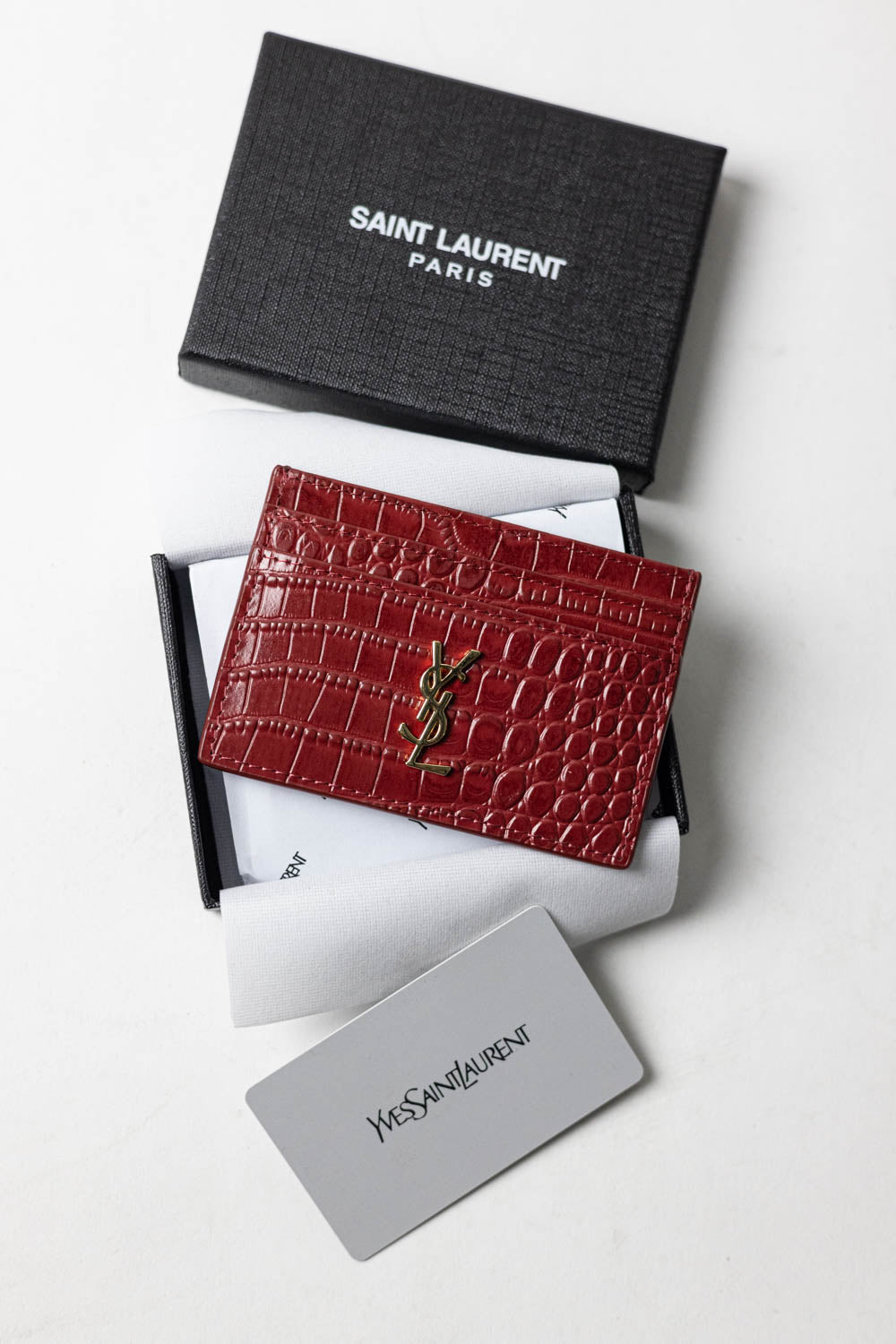 Saint Laurent - Cardholder Red Croco Nikki