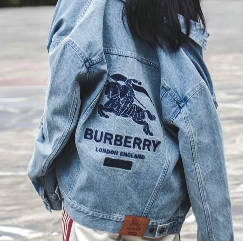 Supreme Burberry Denim Trucker Jacket Washed Blue