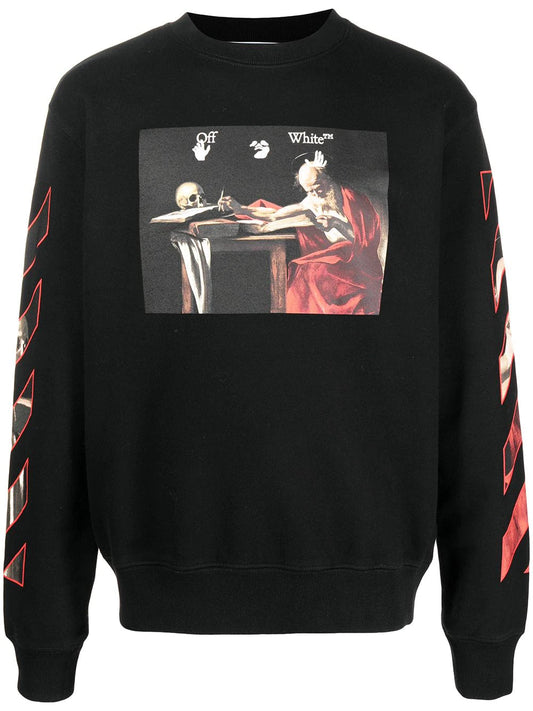 Off-White Caravaggio Diag Sleeve Crewneck Black/Red