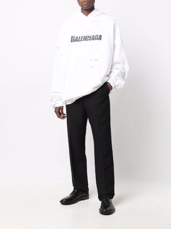 Balenciaga Destroyed Hoodie White