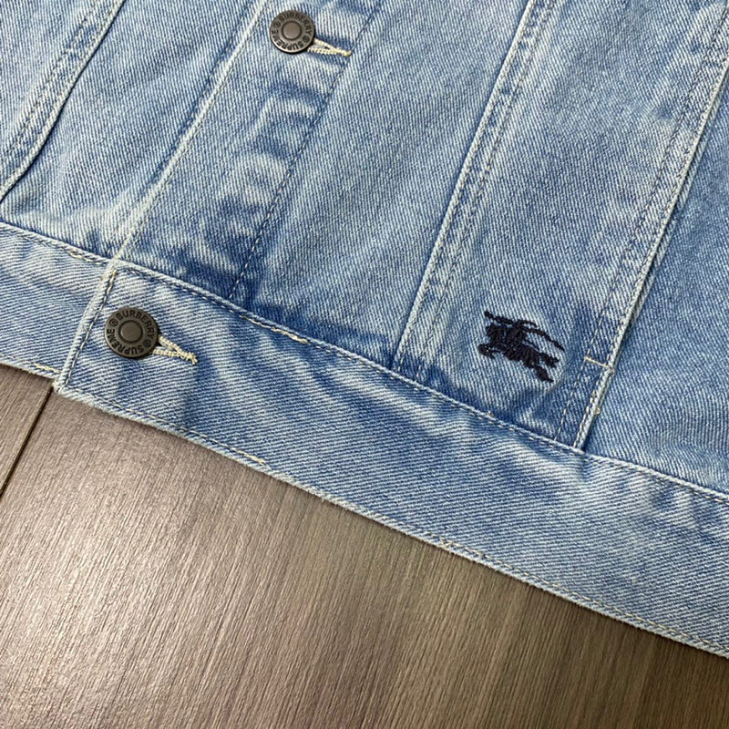 Supreme Burberry Denim Trucker Jacket Washed Blue