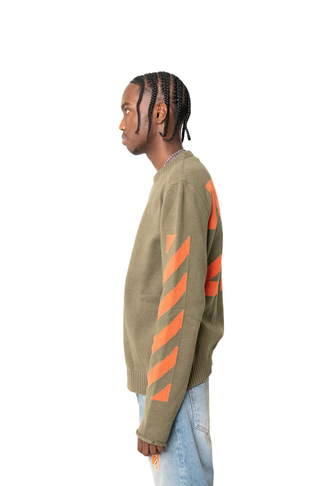 Off-White Diag Arrows Knit Sweater Black Light Grey / White