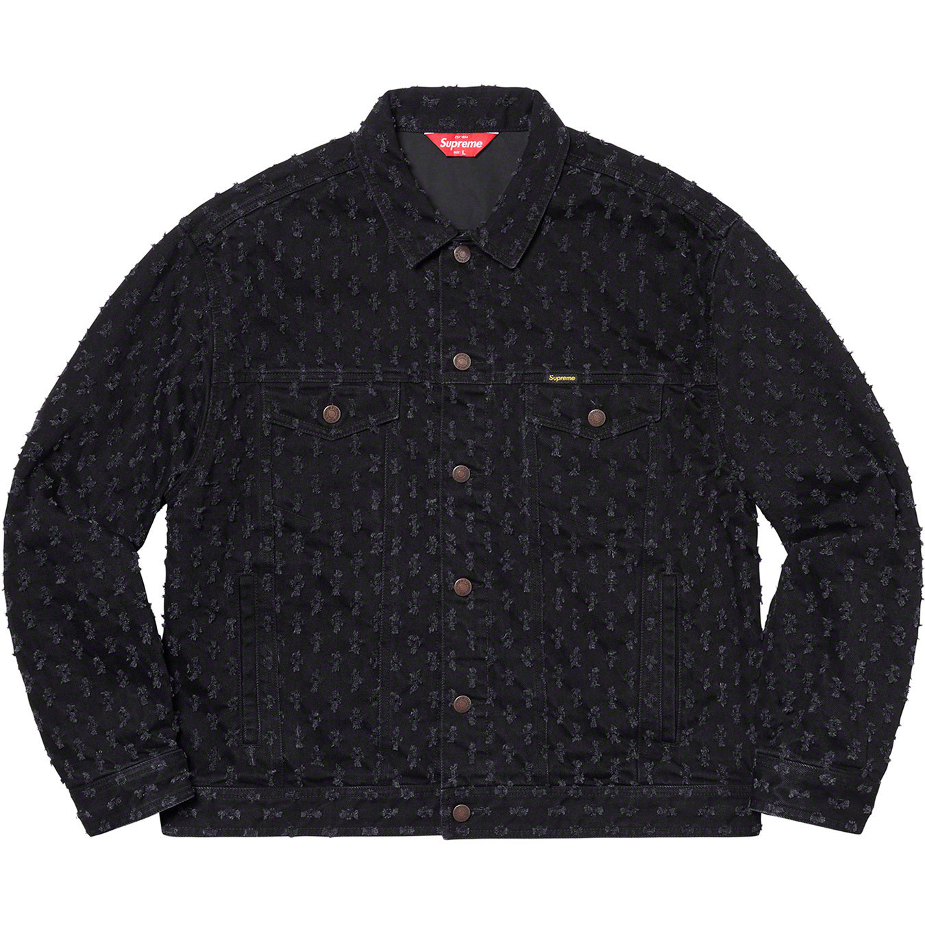 Supreme Hole Punch Denim Trucker Jacket BLACK