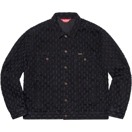 Supreme Hole Punch Denim Trucker Jacket BLACK