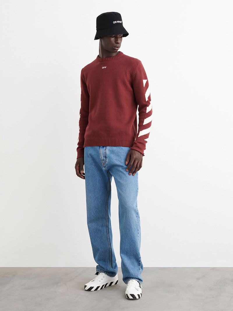 Off-White Diag Arrows Knit Sweater Olive / Orange