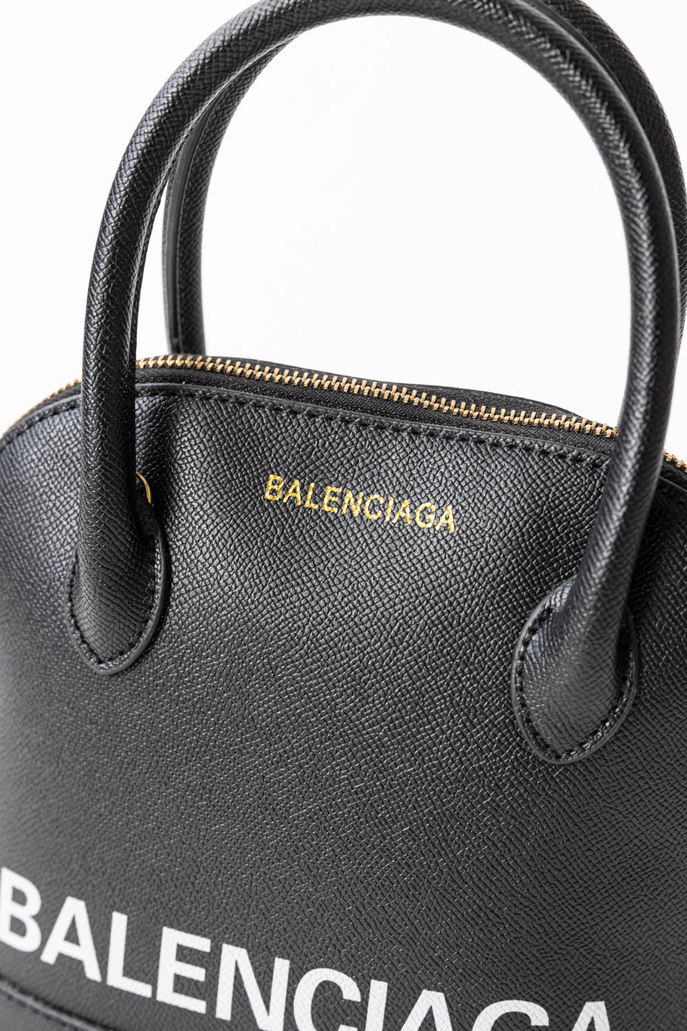 BALENCIAGA Ville Top Handle Bag Black White