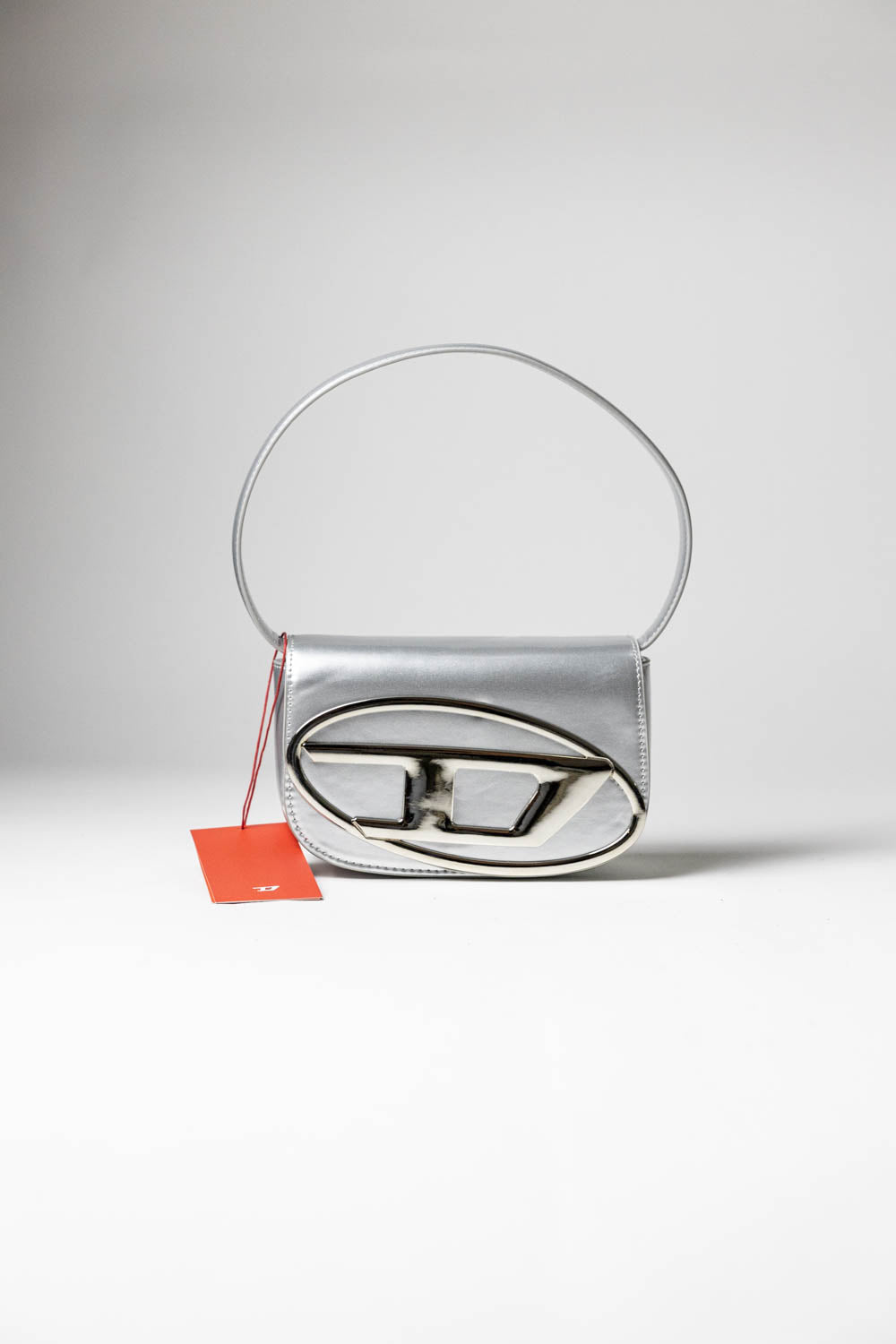 Diesel 1DR Iconic Bag D Logo Plaque Silver
