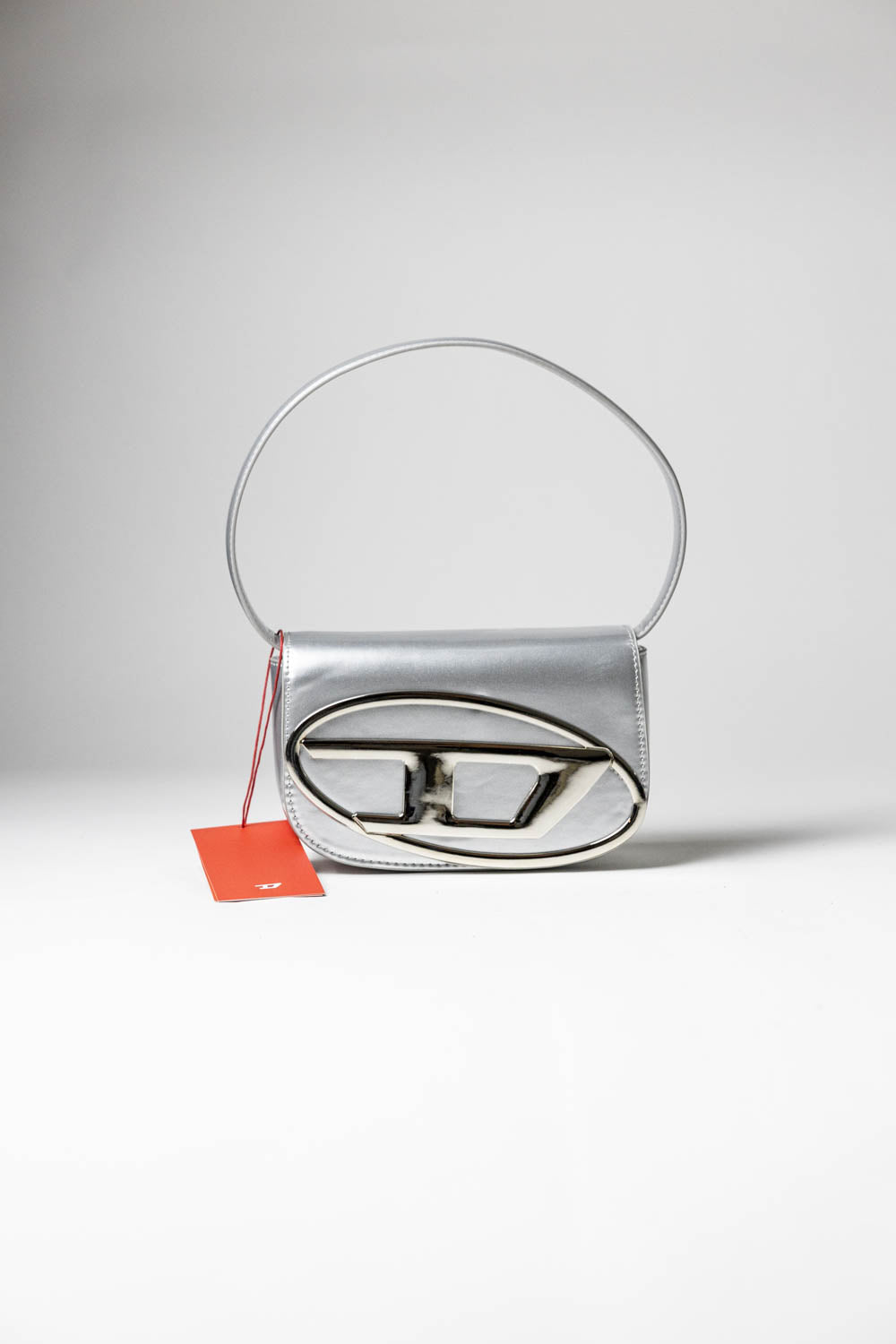Diesel 1DR Iconic Bag D Logo Plaque Silver