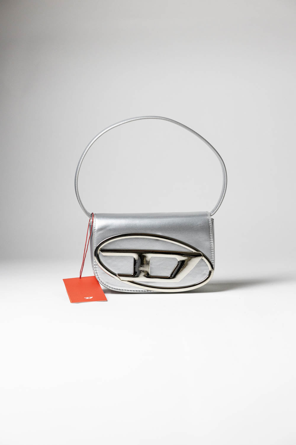 Diesel 1DR Iconic Bag D Logo Plaque Silver