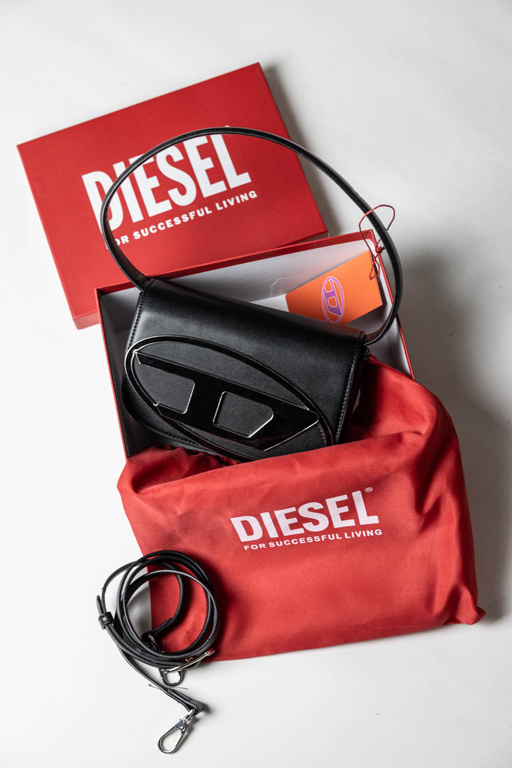 Diesel 1DR Iconic Bag D Logo Plaque Black