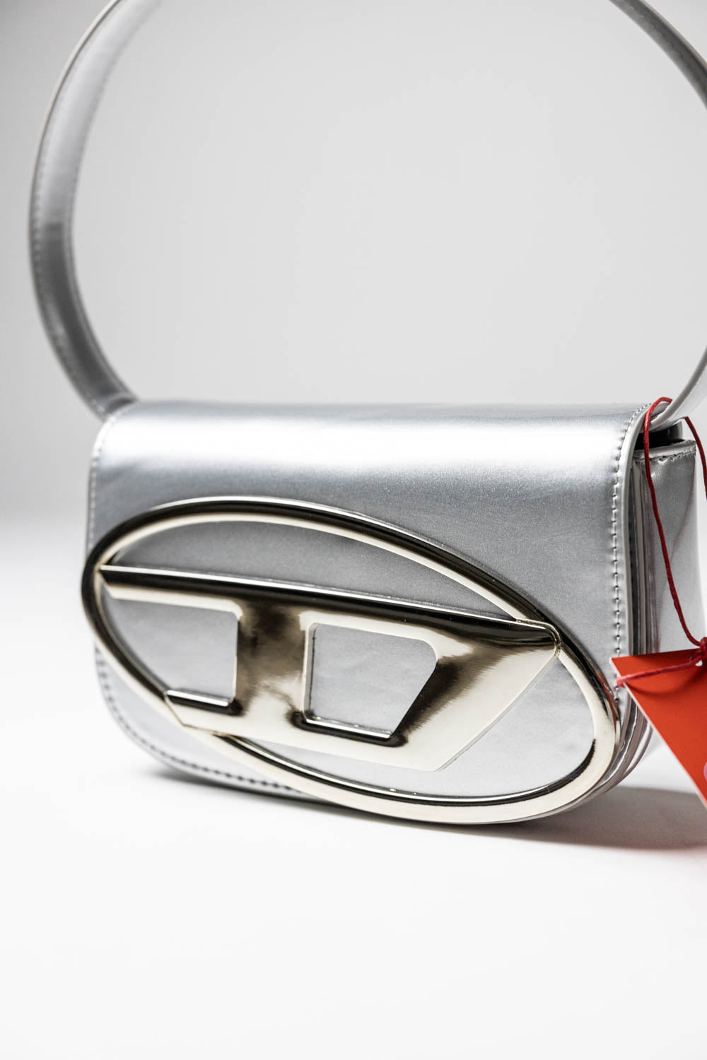 Diesel 1DR Iconic Bag D Logo Plaque Silver