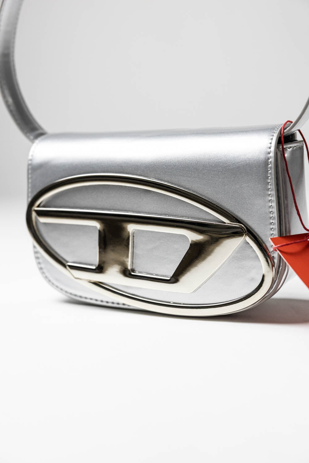 Diesel 1DR Iconic Bag D Logo Plaque Silver