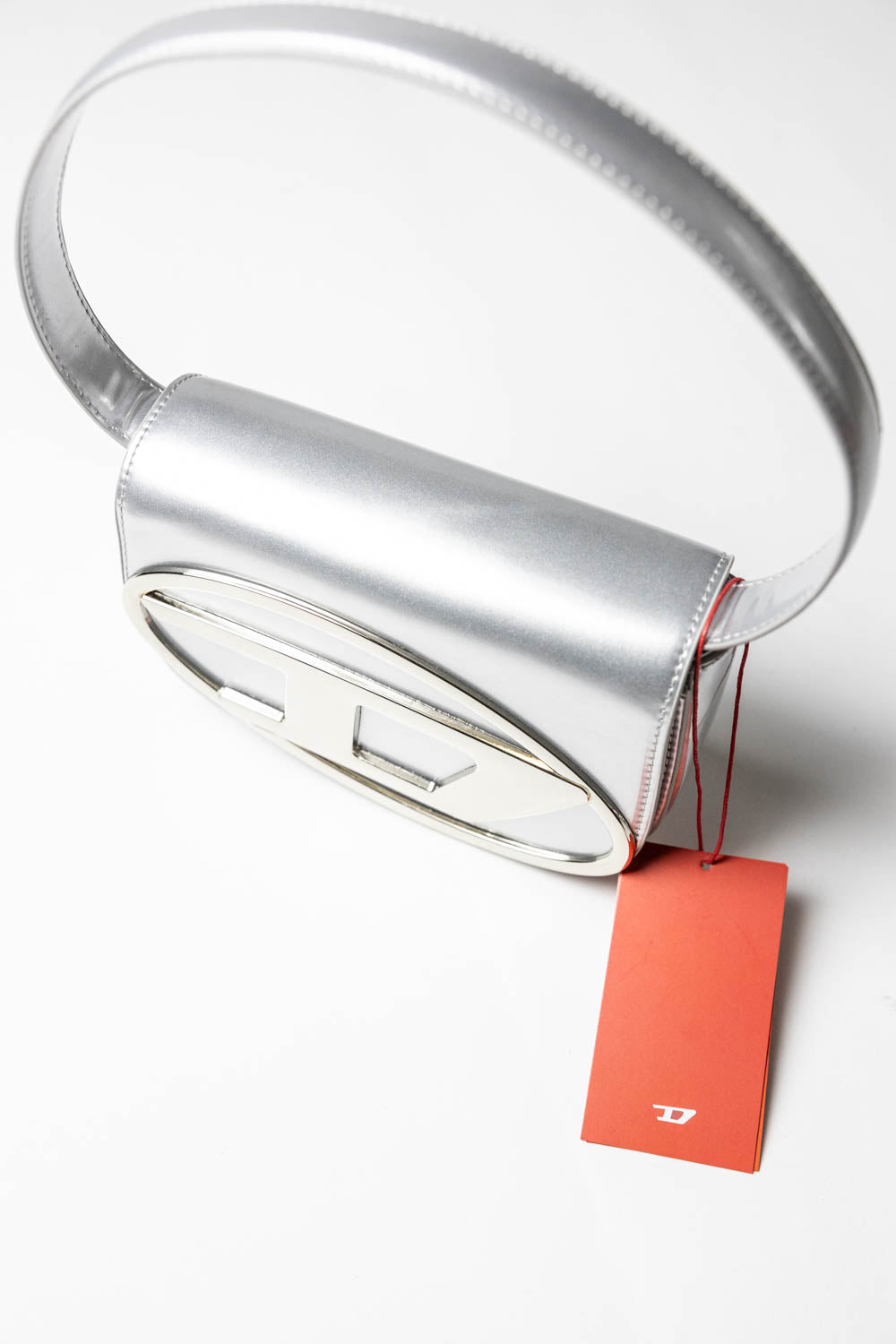 Diesel 1DR Iconic Bag D Logo Plaque Silver