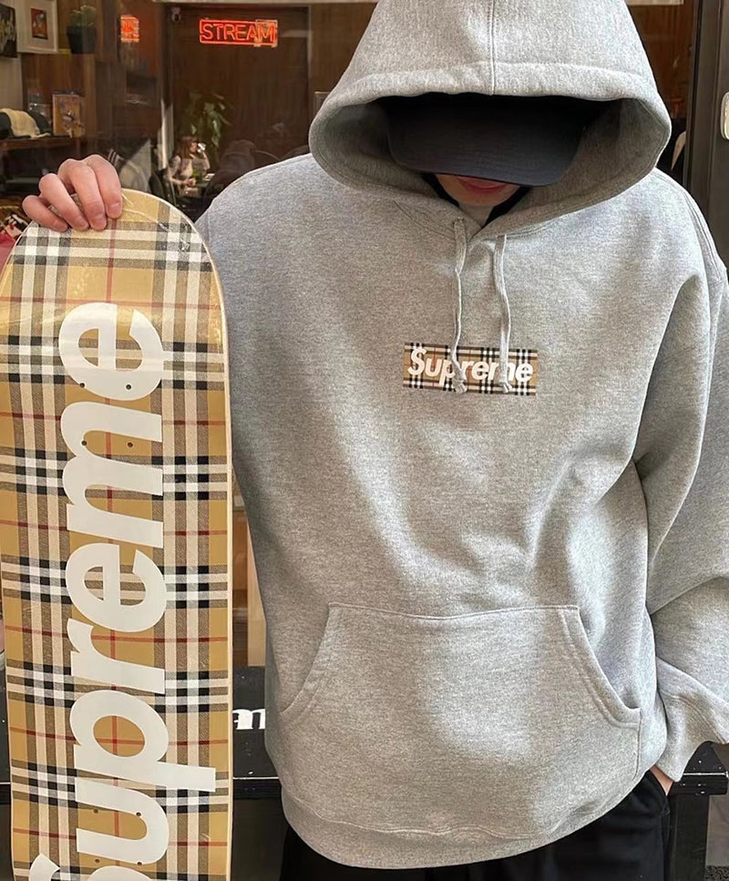 Supreme Burberry Box Logo Hooded Sweatshirt Light Pink