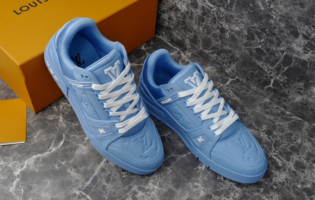 Louis Vuitton Trainer Blue Embossed Monogram