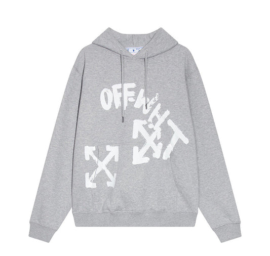 OFF-WHITE Black Paint Script Skate Hoodie Grey