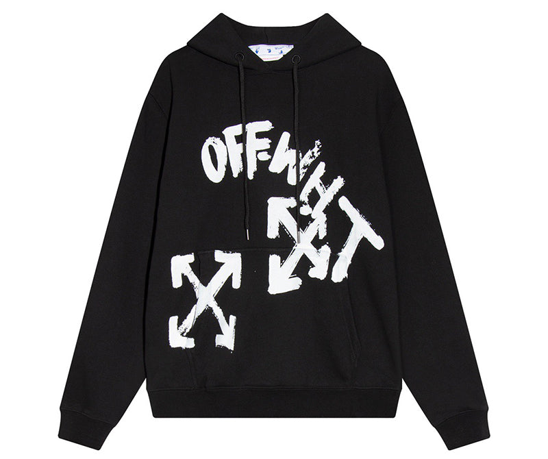 OFF-WHITE Black Paint Script Skate Hoodie Grey