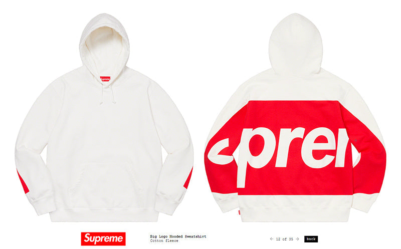 Supreme Big Logo Hooded Sweatshirt White