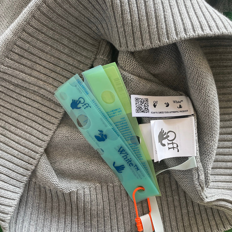 Off-White Diag Arrows Knit Sweater Black Light Grey / White