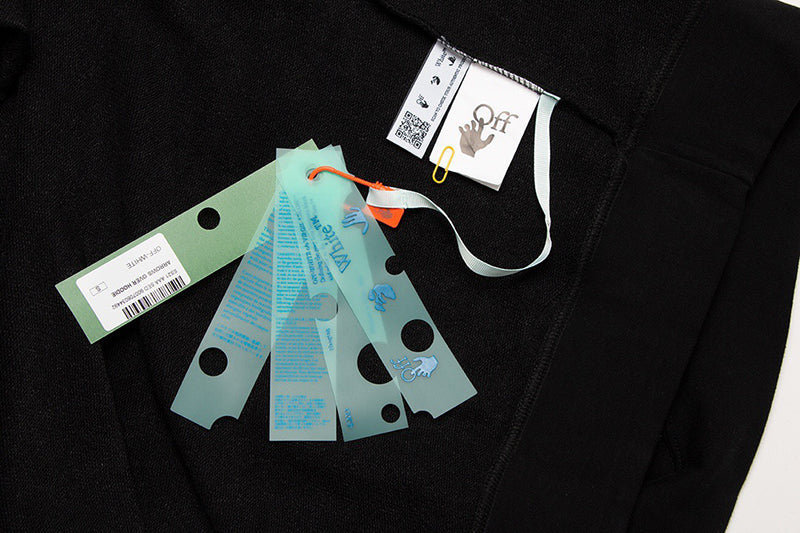 OFF-WHITE Black Paint Script Skate Hoodie Grey