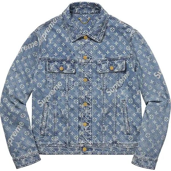 Supreme x Louis Vuitton Jacquard Denim Trucker Jacket Blue