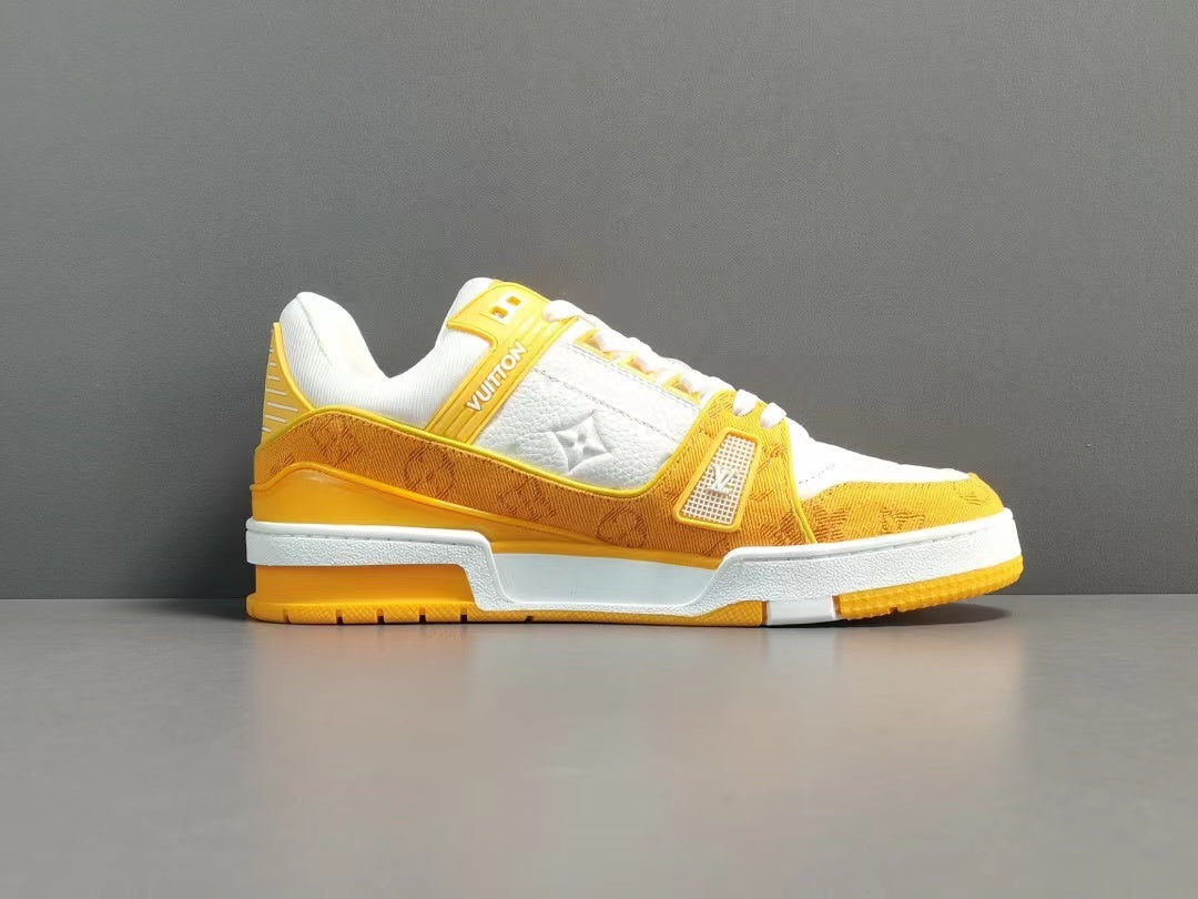 Louis Vuitton Trainer Yellow Monogram Denim White