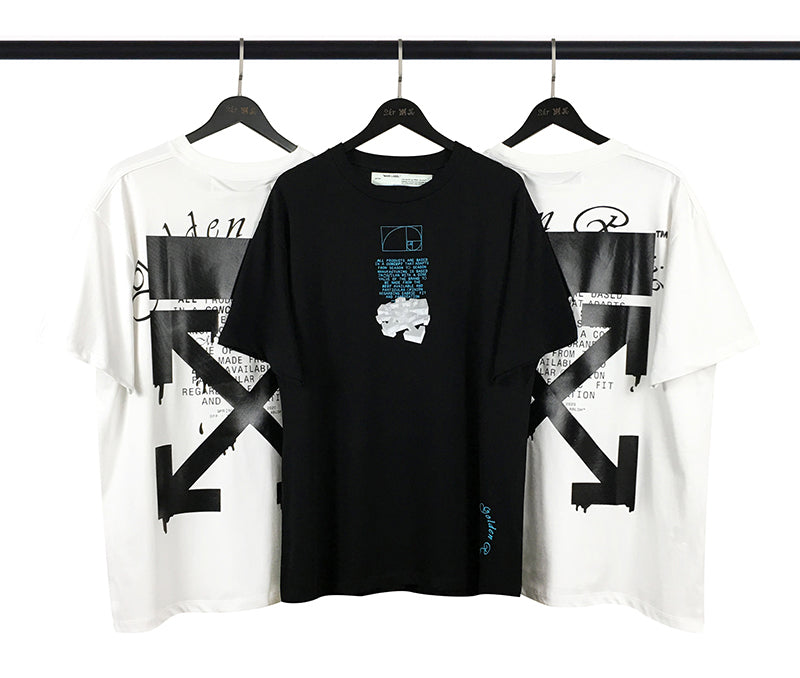 OFF WHITE 20SS Golden Ratio Arrow Graffiti T shirt Black
