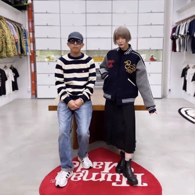 Human Made Duck Navy Blue and Grey Varsity Jacket