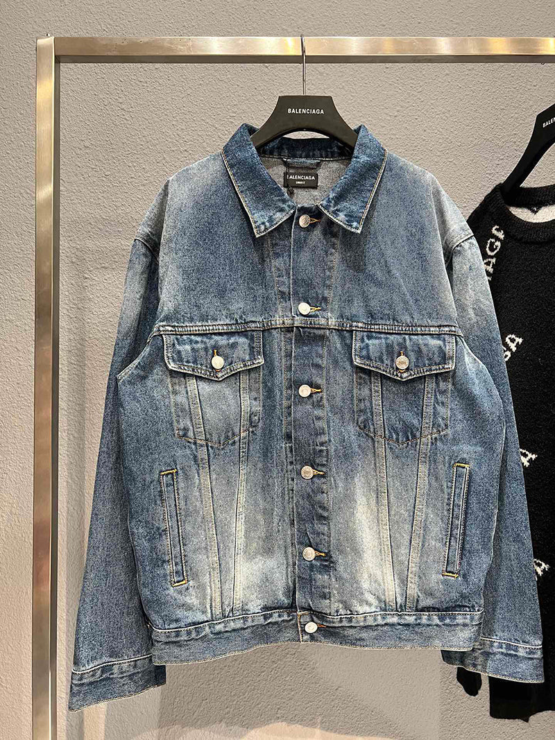 BALENCIAGA SPRAY PAINT LOGO DENIM JACKET Pink