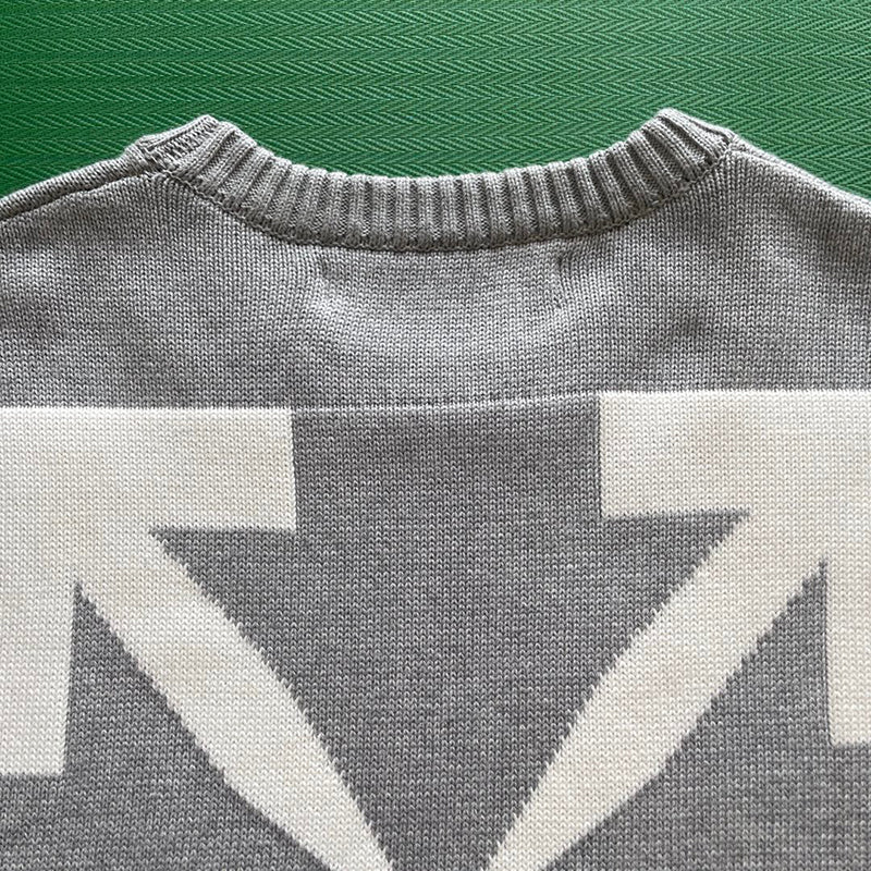 Off-White Diag Arrows Knit Sweater Black Light Grey / White