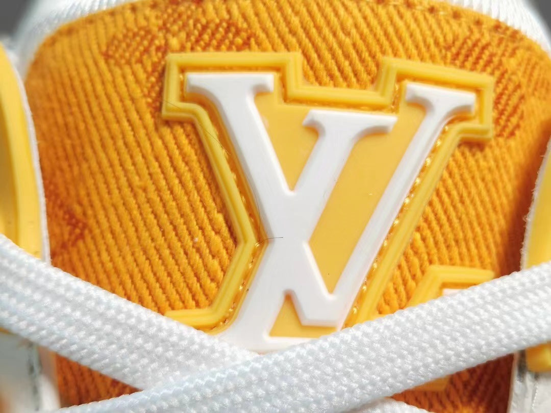 Louis Vuitton Trainer Yellow Monogram Denim White