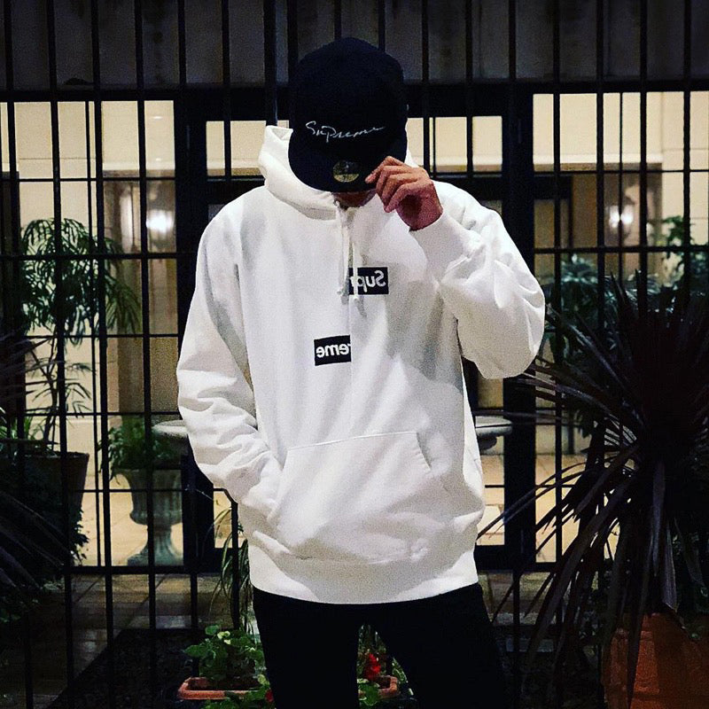 Supreme Comme des Garcons SHIRT Split Box Logo Hooded Sweatshirt White
