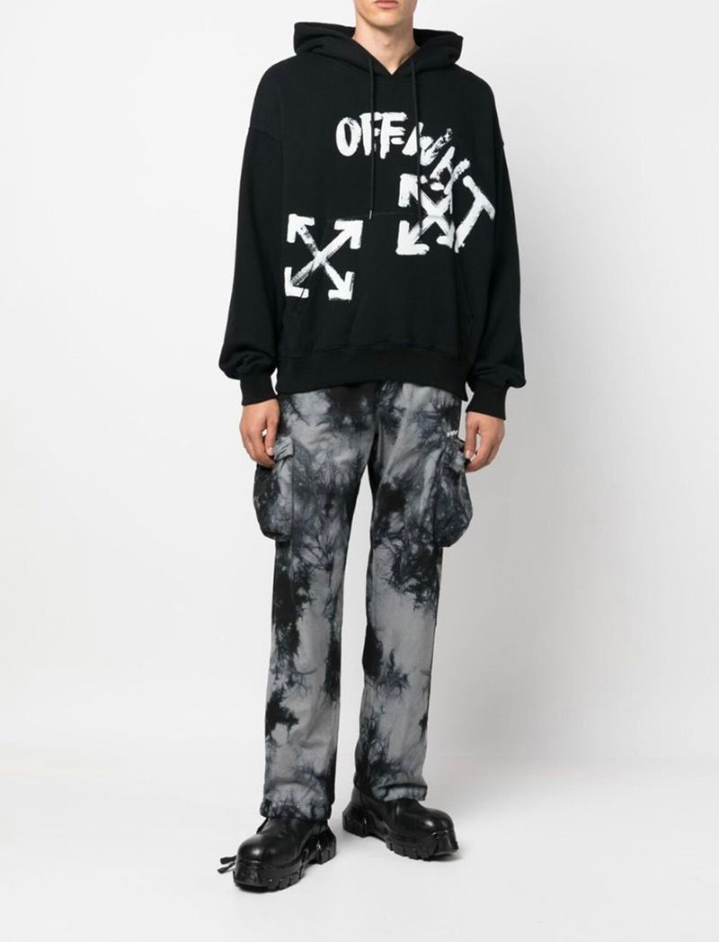 OFF-WHITE Black Paint Script Skate Hoodie Grey