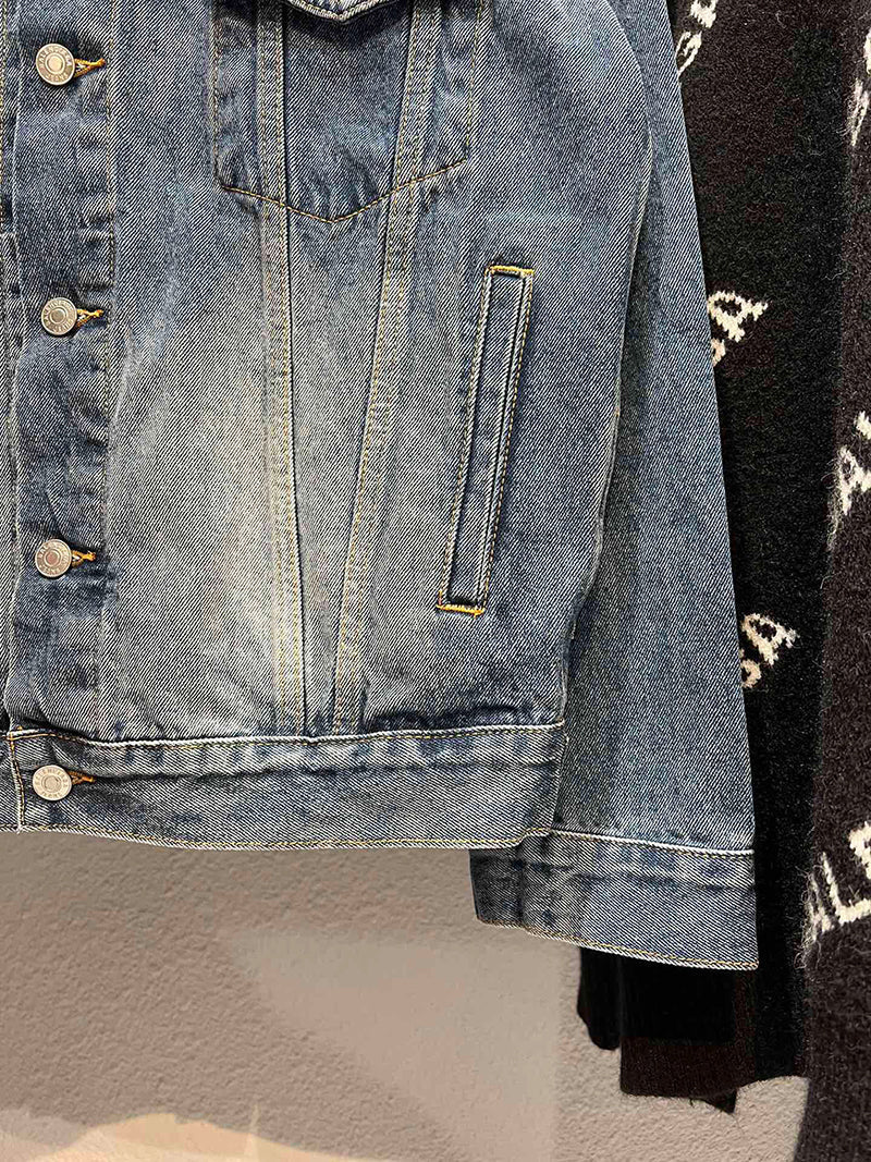 BALENCIAGA SPRAY PAINT LOGO DENIM JACKET Pink