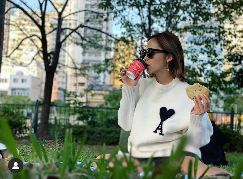 AMI Paris Ami de Coeur logo Crewneck knitted - White