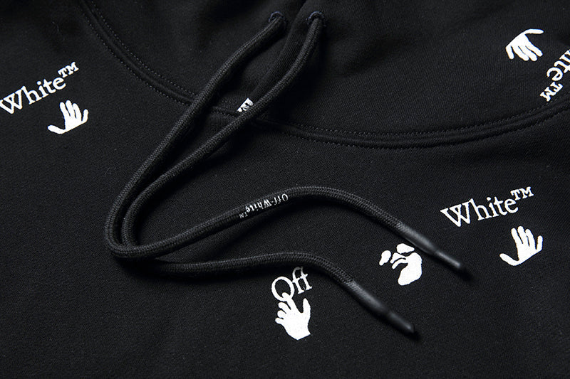 Off-White Oversized Fit Allover Logo Hoodie Black