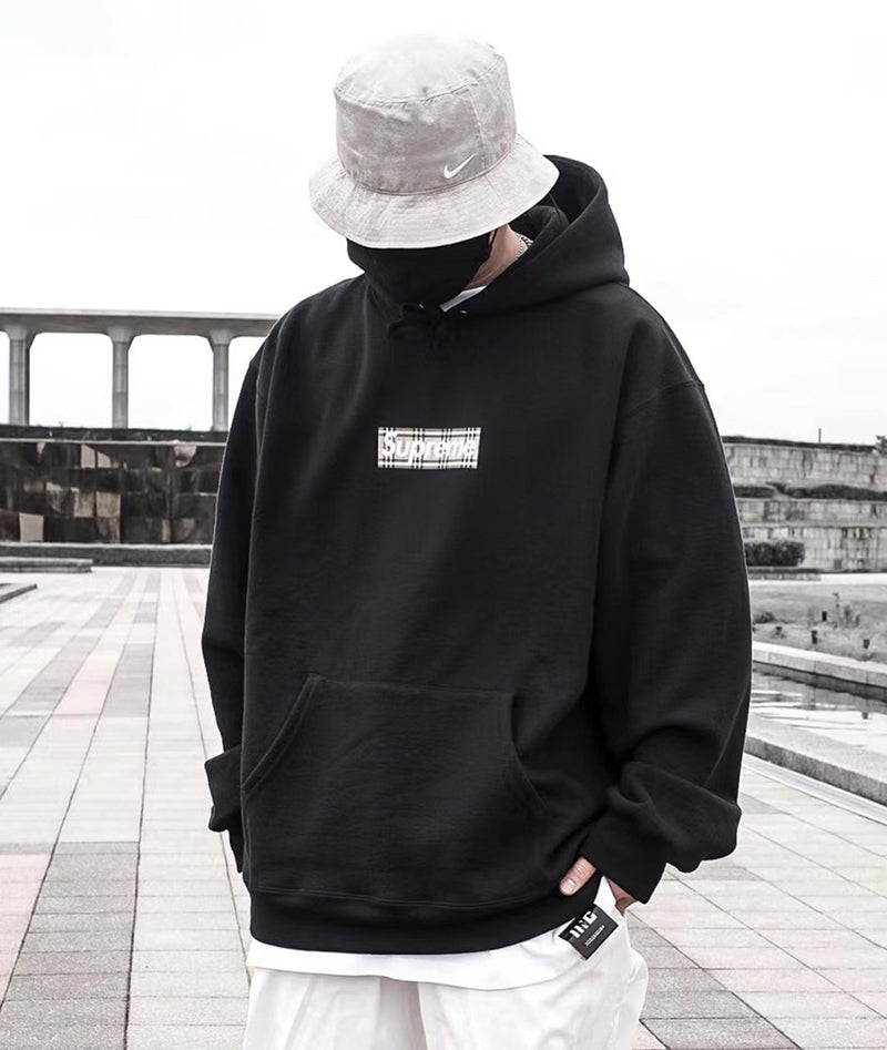 Supreme Burberry Box Logo Hooded Sweatshirt Light Pink