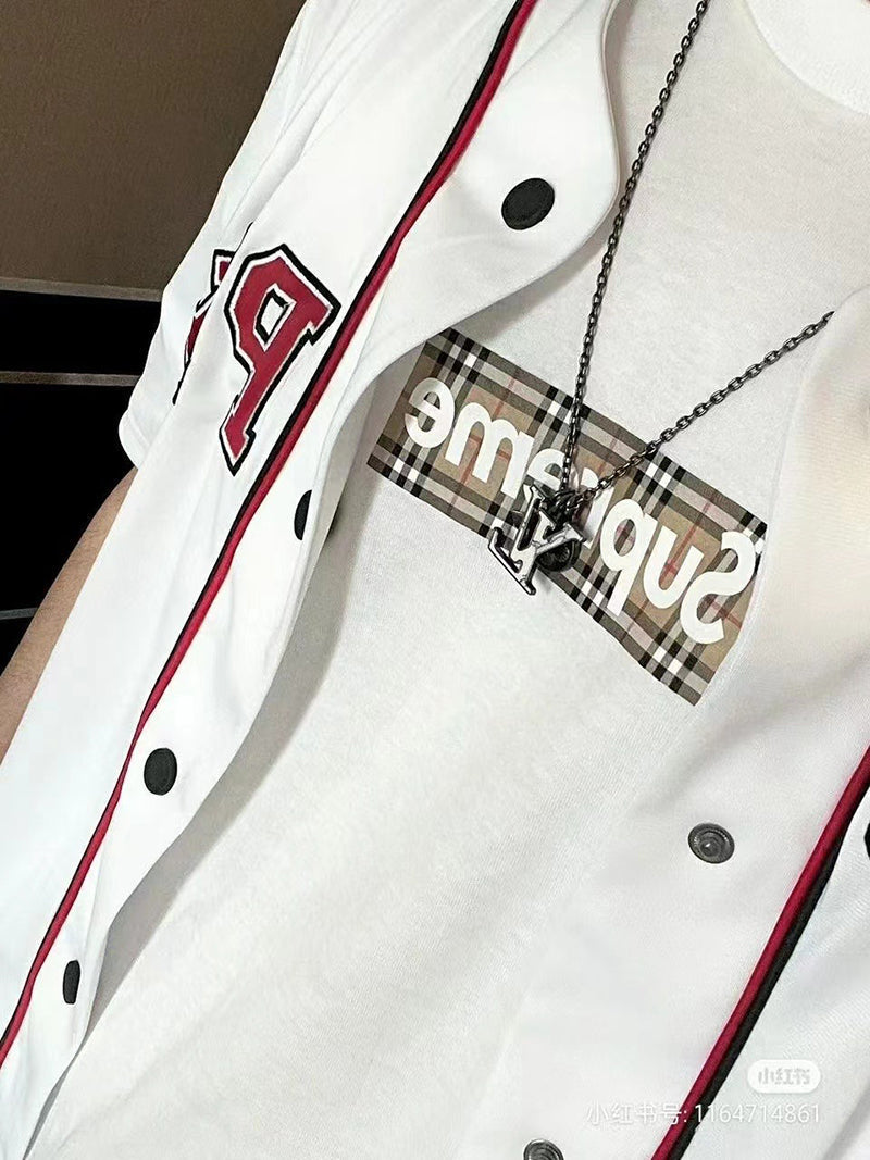 Supreme Burberry Box Logo Tee Black