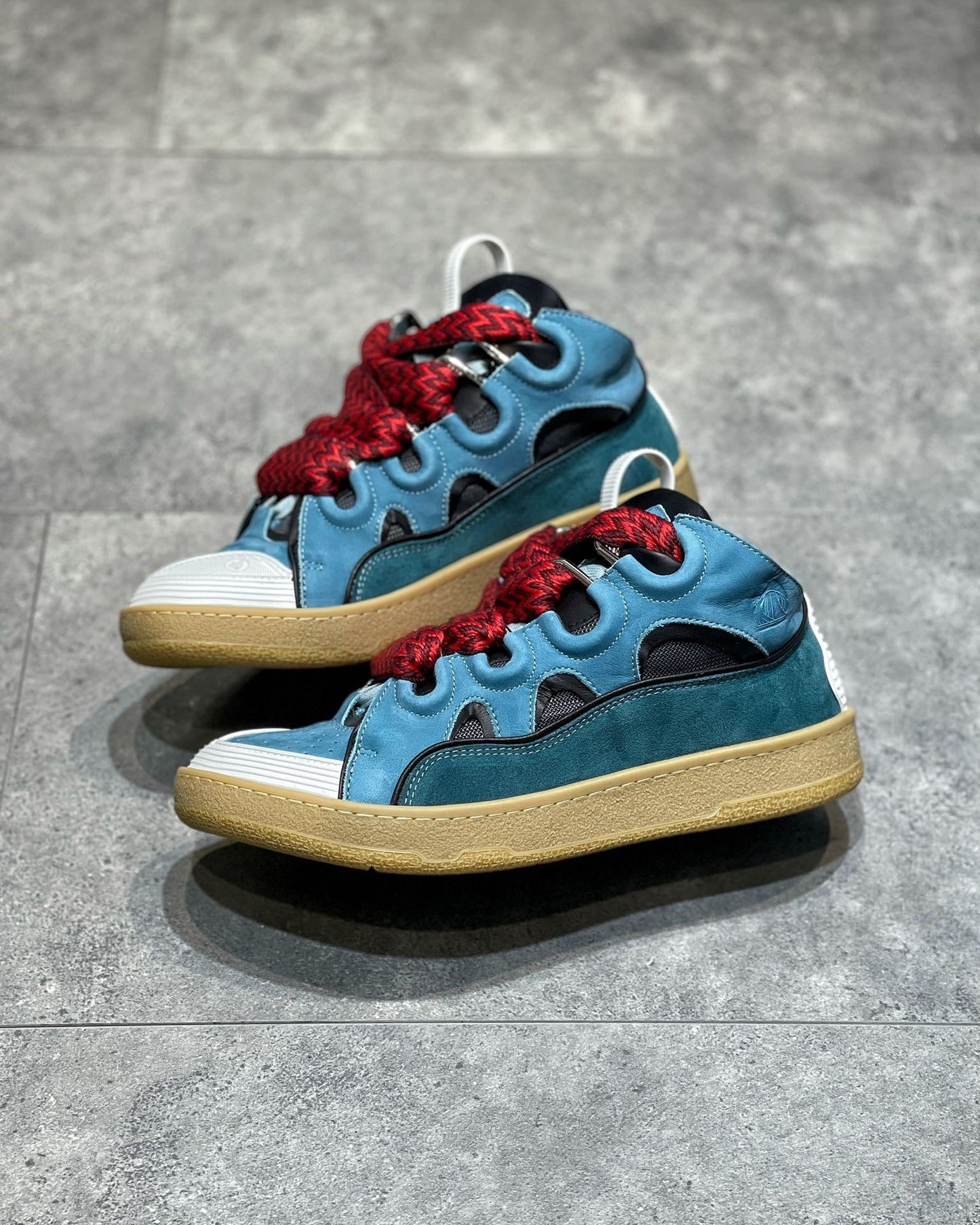 Lanvin Leather Curb Blue Grey