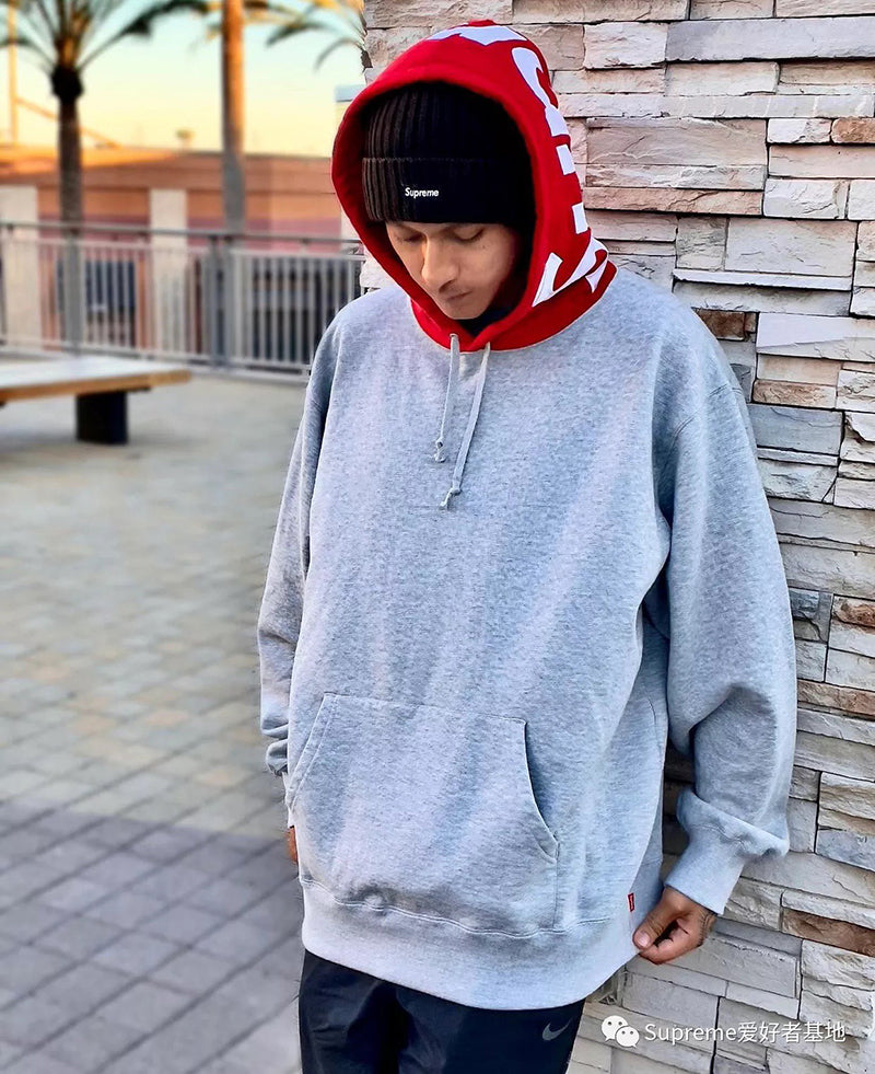 Supreme Contrast Hooded Sweatshirt Heather Grey