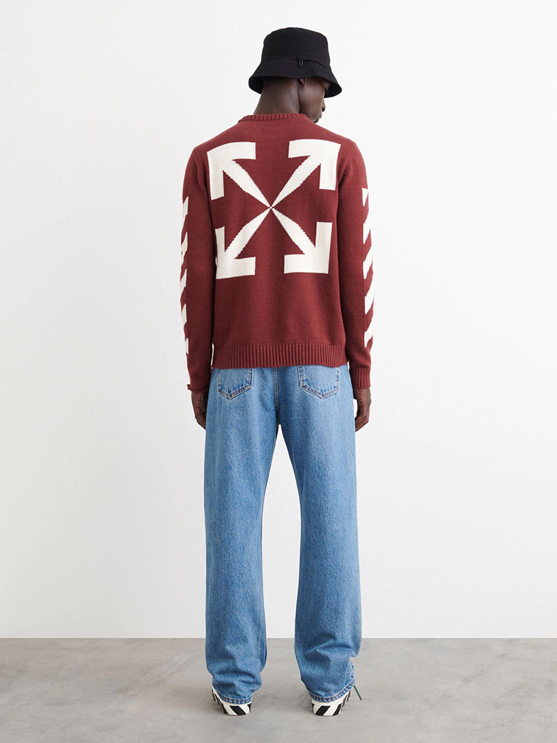 Off-White Diag Arrows Knit Sweater Olive / Orange