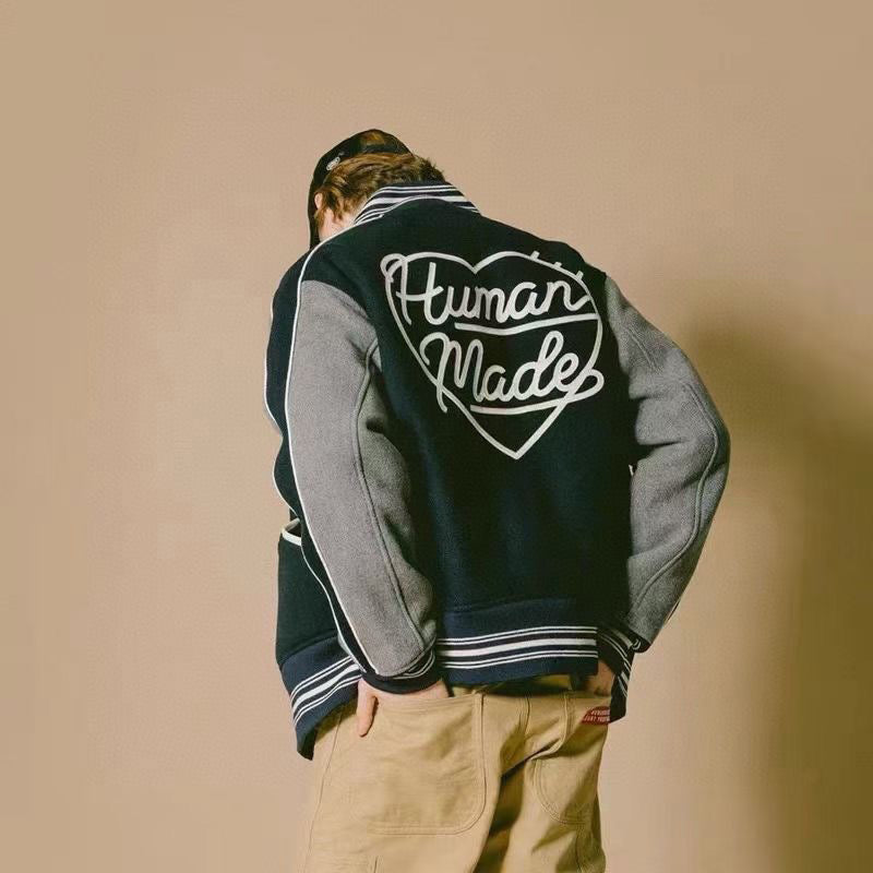 Human Made Duck Navy Blue and Grey Varsity Jacket