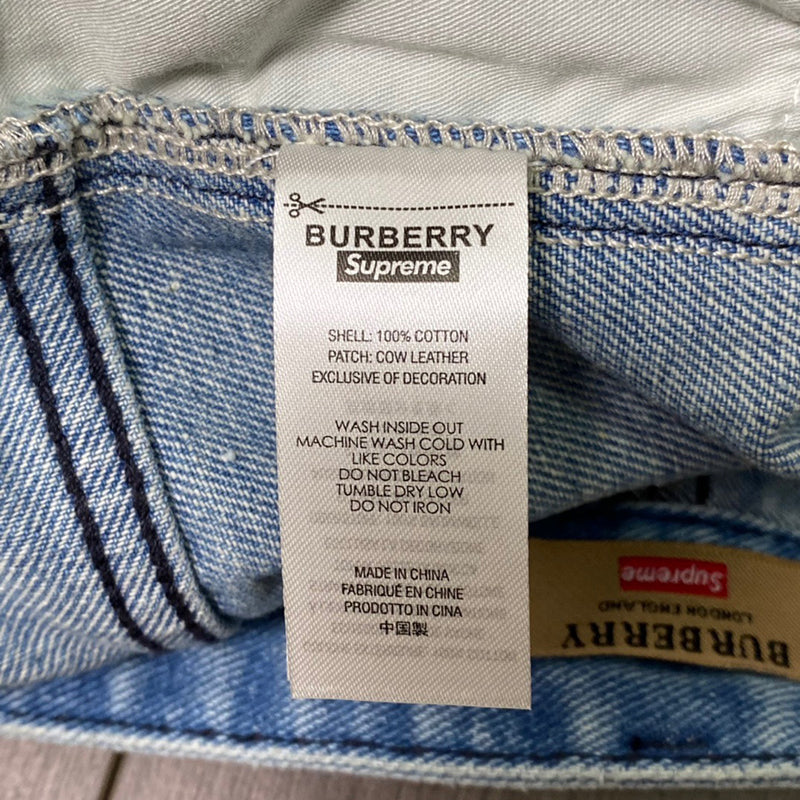 Supreme Burberry Denim Short Washed Blue