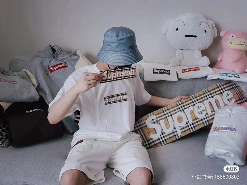 Supreme Burberry Box Logo Tee Black