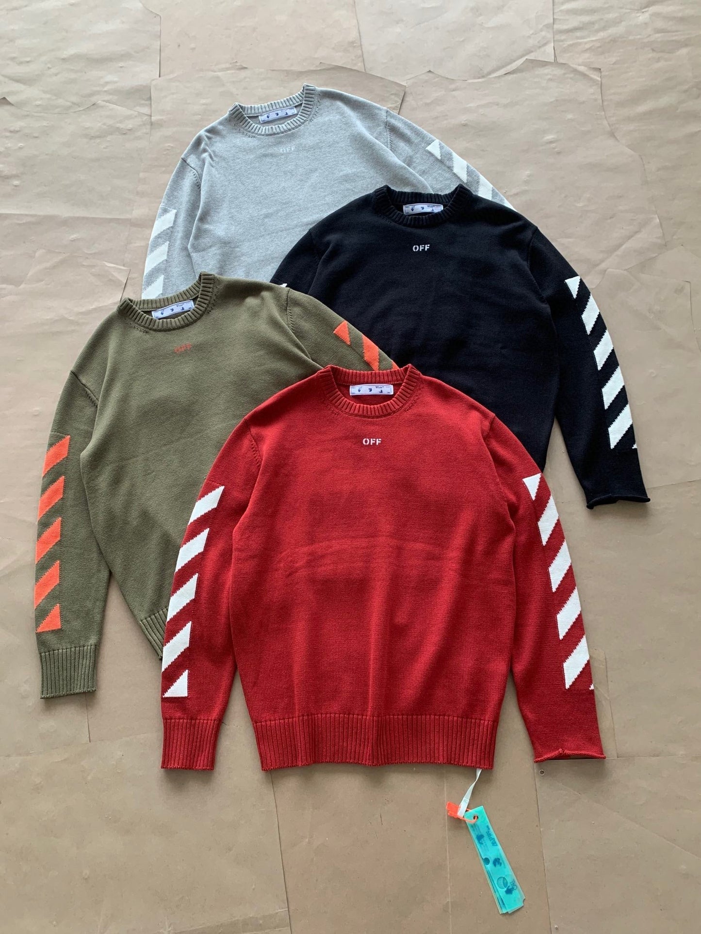 Off-White Diag Arrows Knit Sweater Black Red