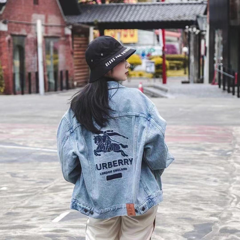 Supreme Burberry Denim Trucker Jacket Washed Blue