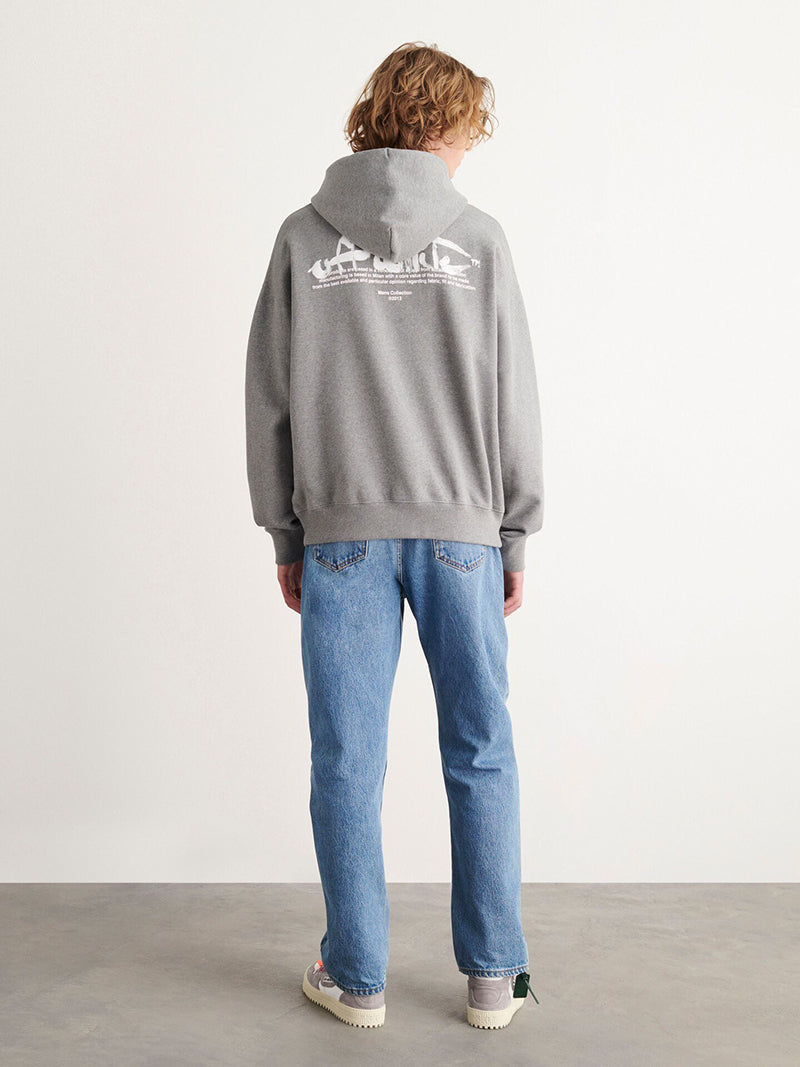 OFF-WHITE Black Paint Script Skate Hoodie Grey